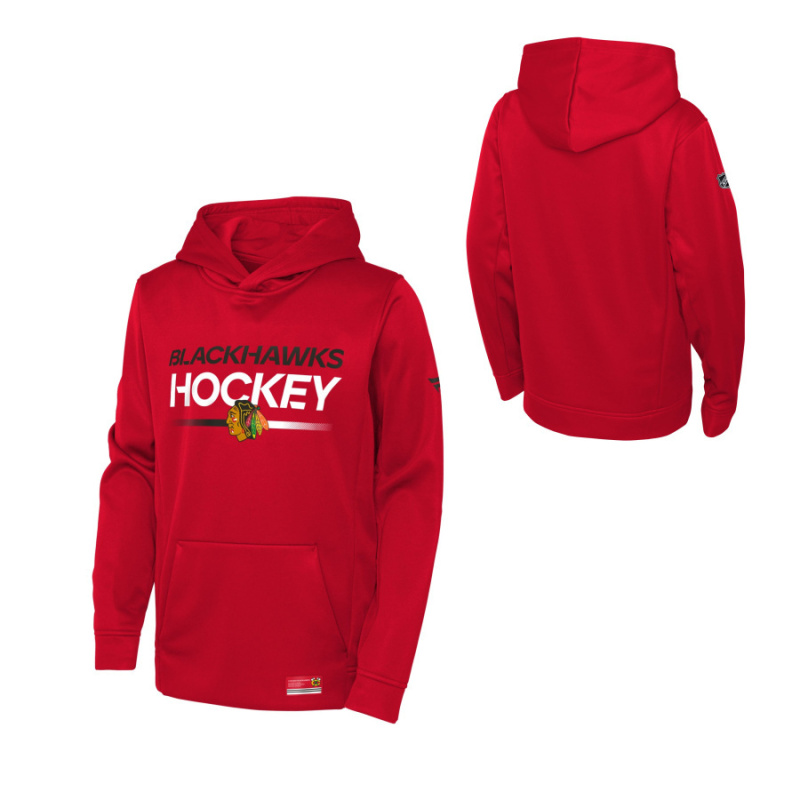 NHL AUTHENTIC PRO HOODIE PO HOOD CHICAGO BLACKHAWKS RED DETSKÁ MIKINA