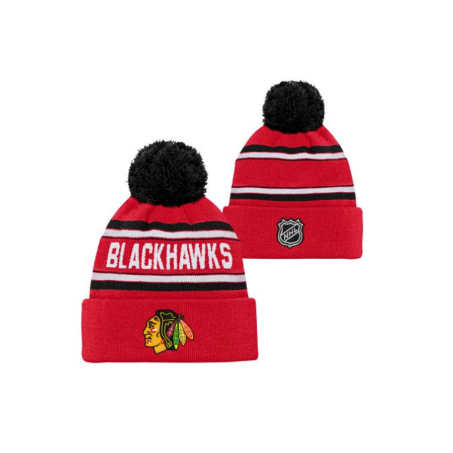 NHL WORDARK JACQUARD CUFF POM CHICAGO BLACKHAWKS DETSKÁ ZIMNÁ ČIAPKA