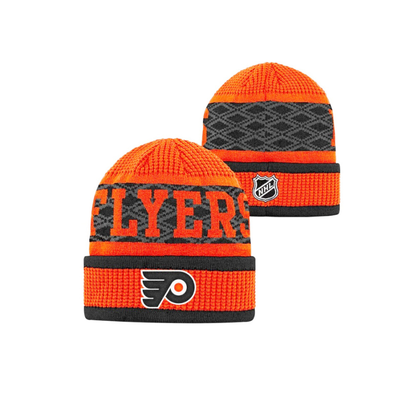 NHL PUCK PATTERN CUFFED KNIT PHILADELPHIA FLYERS DETSKÁ ZIMNÁ ČIAPKA