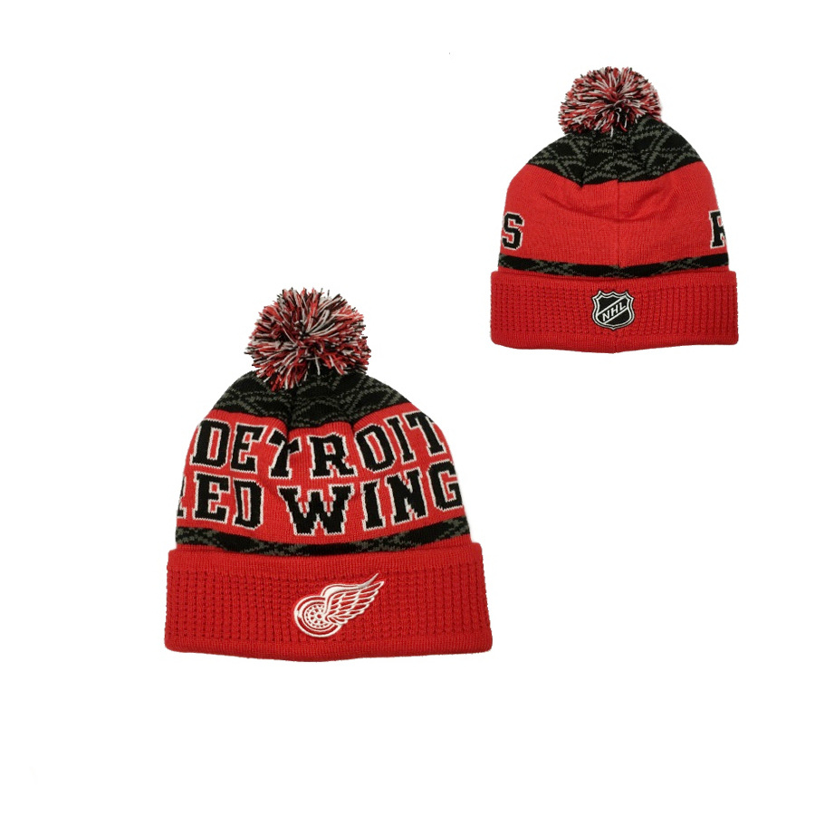 NHL PUCK PATTERN CUFFED CALL DETROIT RED WINGS DETSKÁ ZIMNÁ ČIAPKA