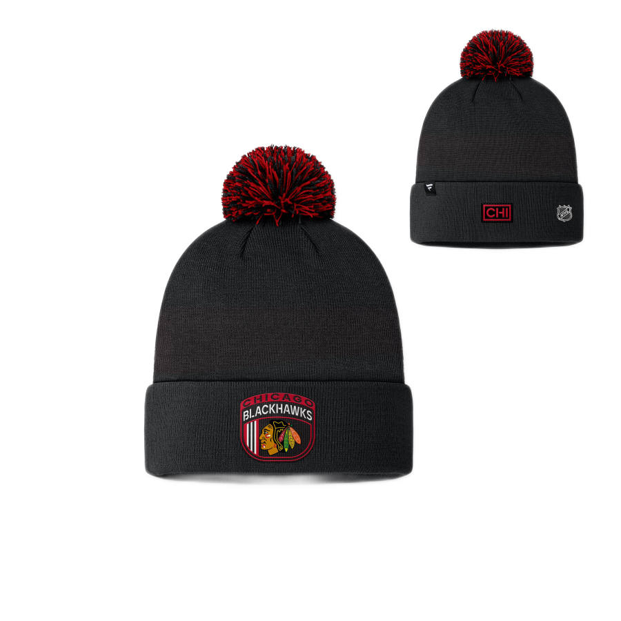 DETSKÁ ZIMNÁ ČIAPKA NHL CHICAGO BLACKHAWKS DRAFT BEANIE CUFF WITH POM 